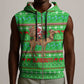 Djibouti Christmas Sleeveless Zip Hoodie Santa Riding Camel Palm Trees Camel - African Pride