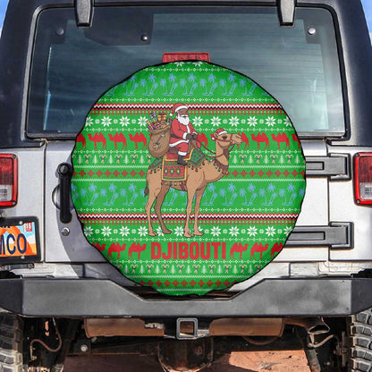 Djibouti Christmas Spare Tire Cover Santa Riding Camel Palm Trees Camel - African Pride