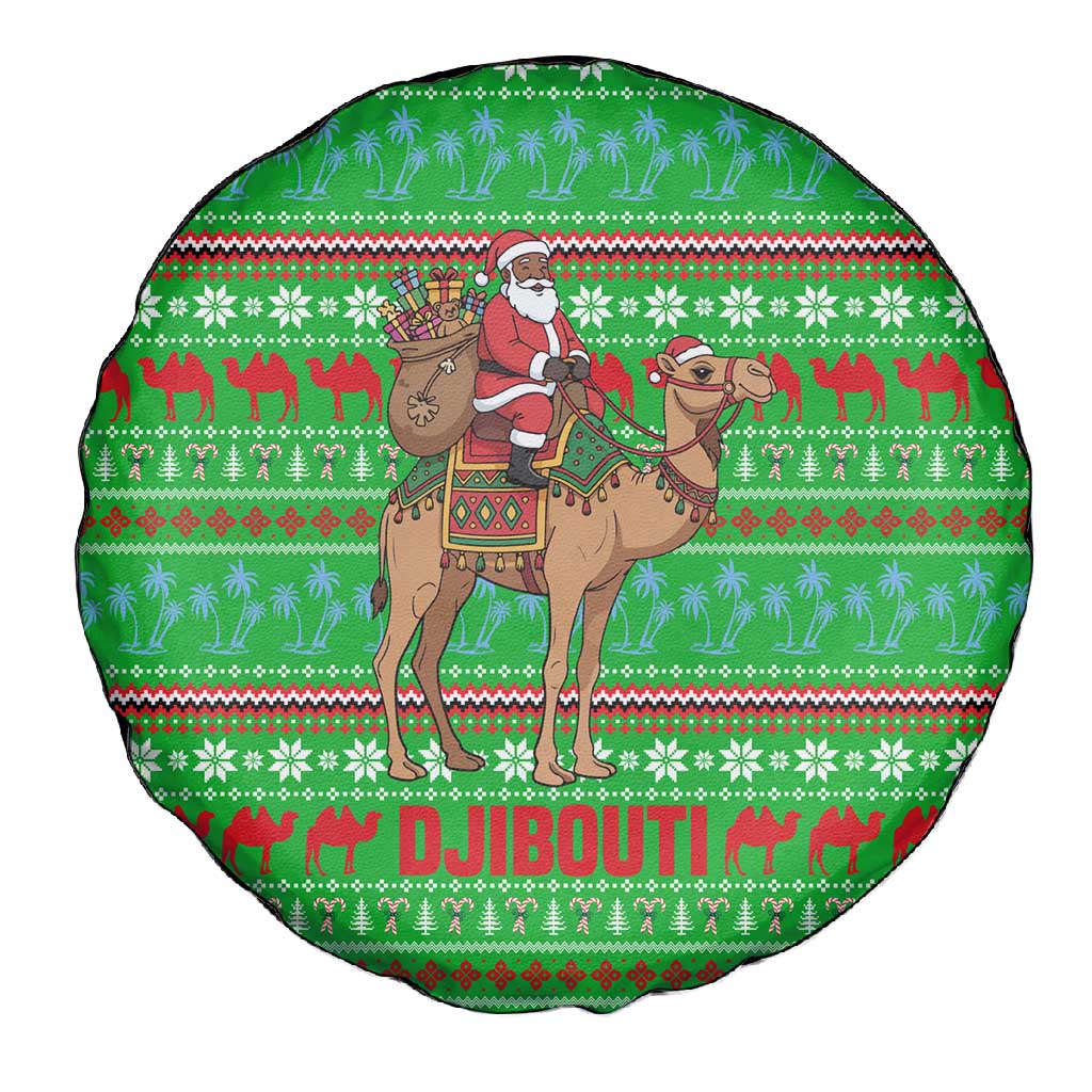 Djibouti Christmas Spare Tire Cover Santa Riding Camel Palm Trees Camel - African Pride