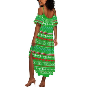 Djibouti Christmas Summer Maxi Dress Santa Riding Camel Palm Trees Camel - African Pride