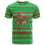 Djibouti Christmas T shirt Santa Riding Camel Palm Trees Camel - African Pride