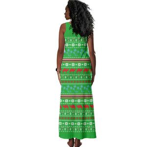 Djibouti Christmas Tank Maxi Dress Santa Riding Camel Palm Trees Camel - African Pride