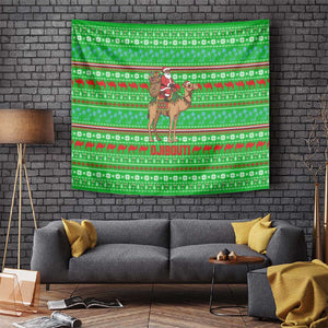 Djibouti Christmas Tapestry Santa Riding Camel Palm Trees Camel - African Pride