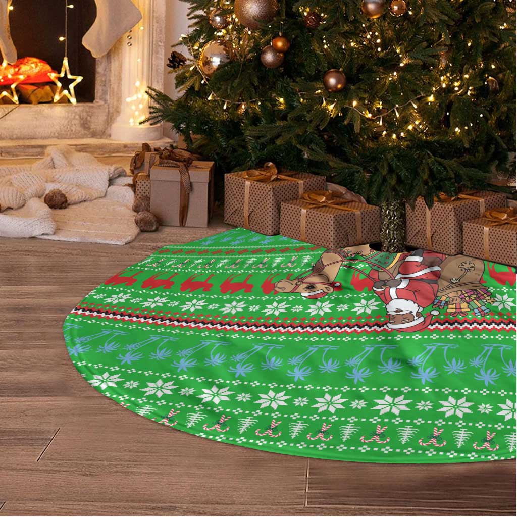 Djibouti Christmas Tree Skirt Santa Riding Camel Palm Trees Camel - African Pride
