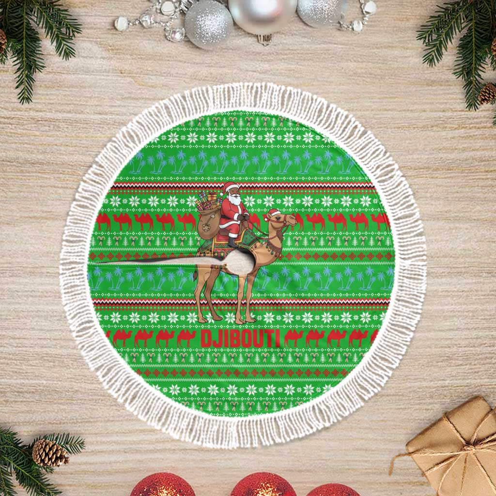 Djibouti Christmas Tree Skirt Santa Riding Camel Palm Trees Camel - African Pride