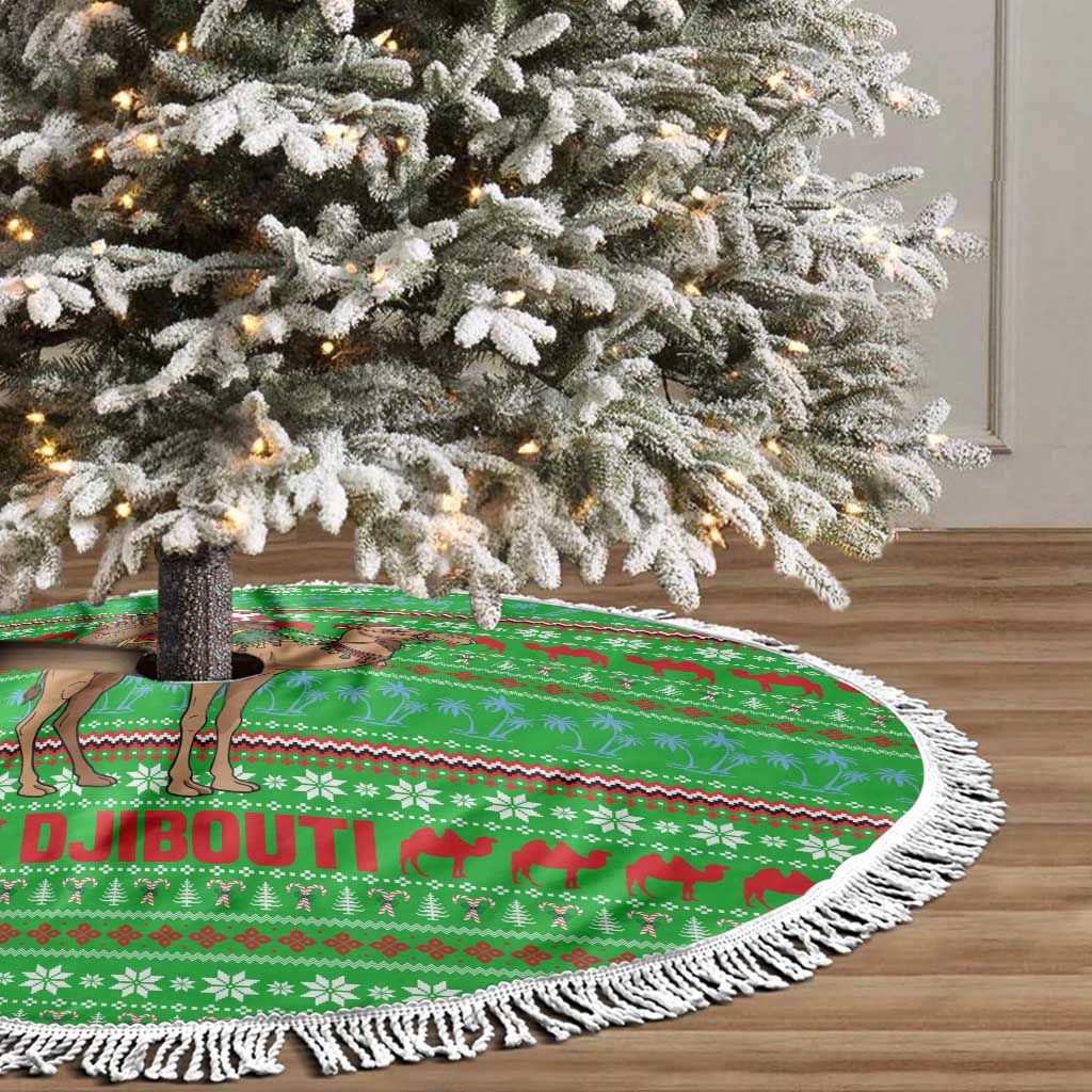 Djibouti Christmas Tree Skirt Santa Riding Camel Palm Trees Camel - African Pride