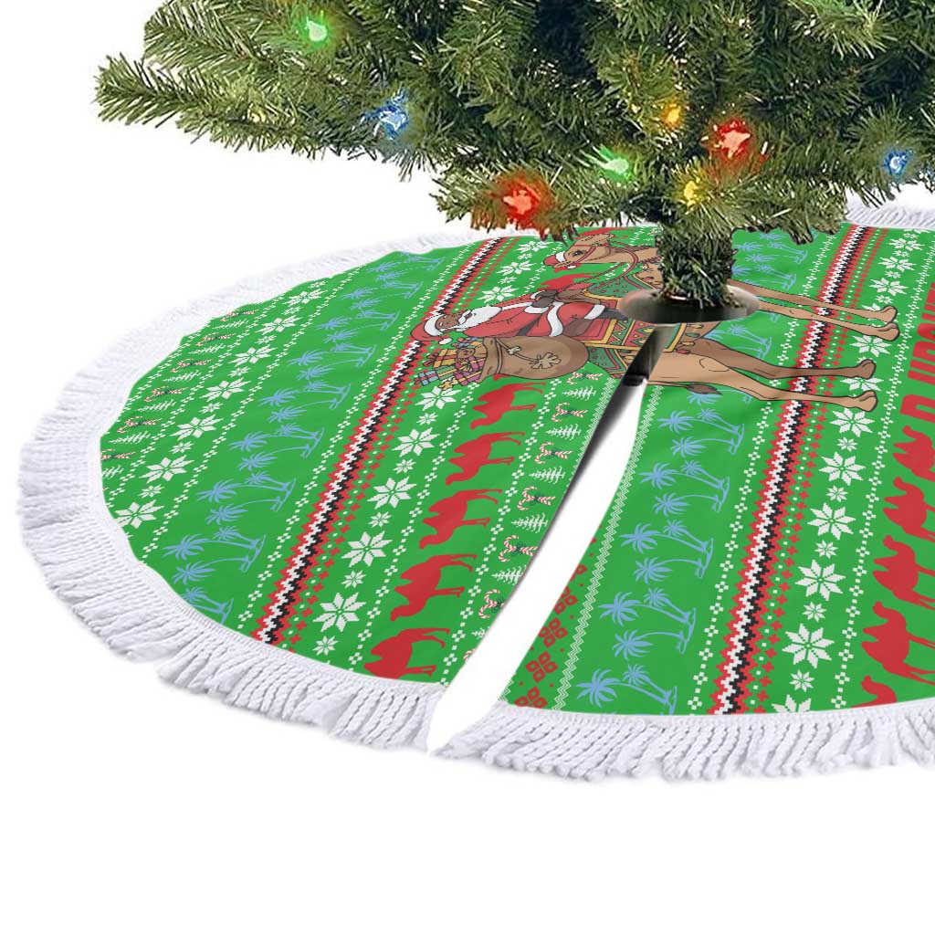 Djibouti Christmas Tree Skirt Santa Riding Camel Palm Trees Camel - African Pride