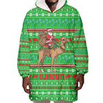 Djibouti Christmas Wearable Blanket Hoodie Santa Riding Camel Palm Trees Camel - African Pride