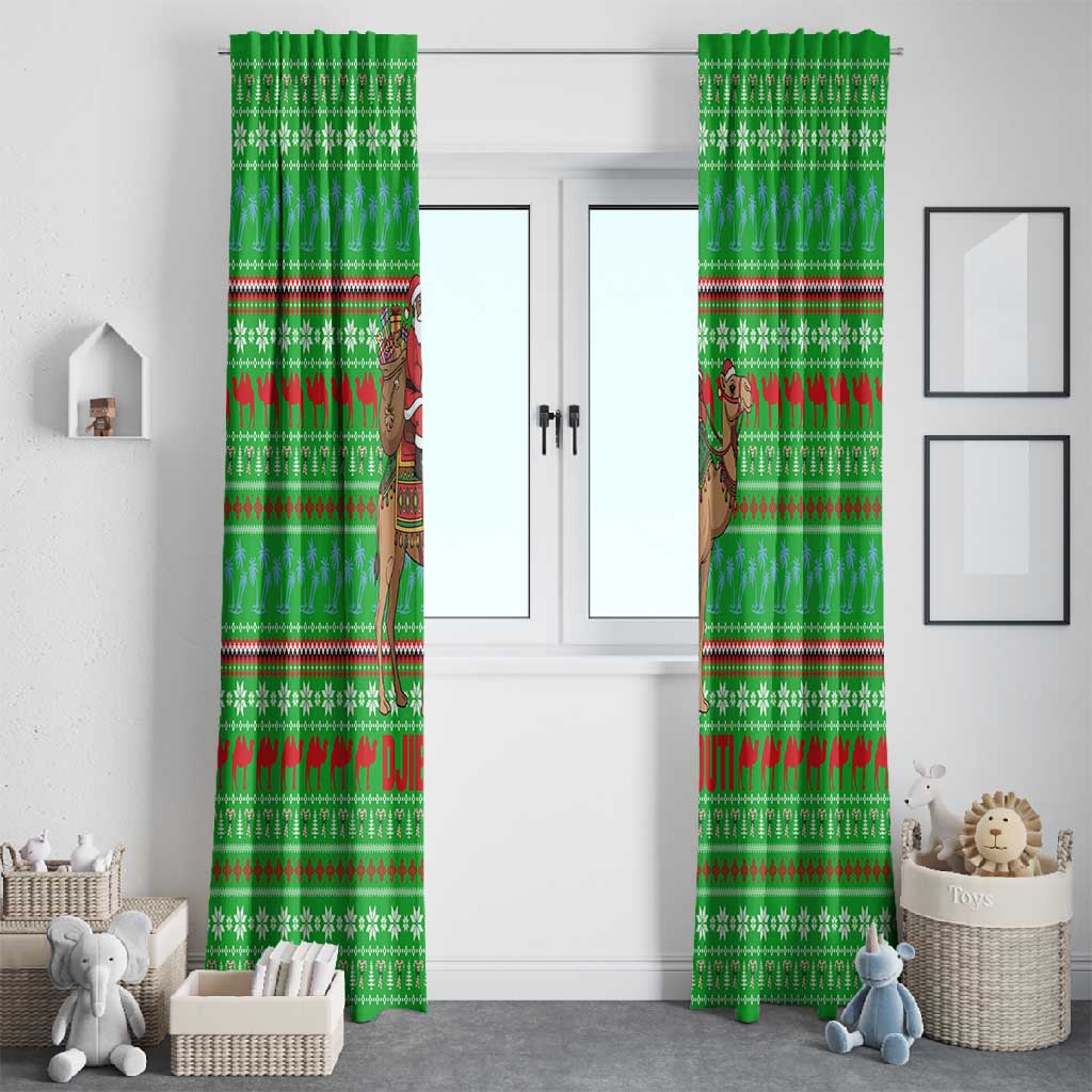 Djibouti Christmas Window Curtain Santa Riding Camel Palm Trees Camel - African Pride