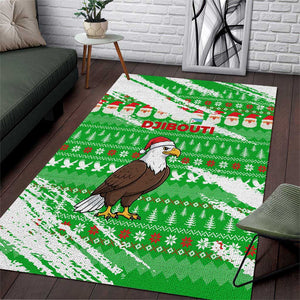 Djibouti Christmas Area Rug Santa Eagle Doves Trees and Green Snowflake - African Pride