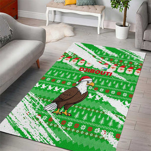 Djibouti Christmas Area Rug Santa Eagle Doves Trees and Green Snowflake - African Pride