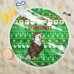 Djibouti Christmas Beach Blanket Santa Eagle Doves Trees and Green Snowflake - African Pride