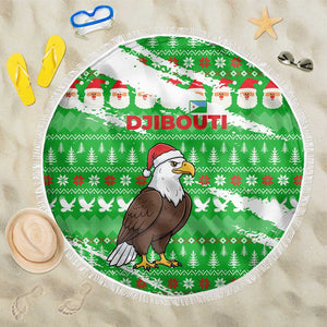 Djibouti Christmas Beach Blanket Santa Eagle Doves Trees and Green Snowflake - African Pride