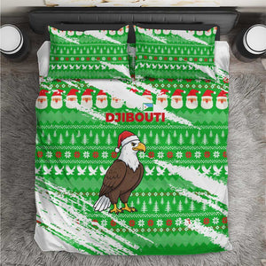Djibouti Christmas Bedding Set Santa Eagle Doves Trees and Green Snowflake - African Pride