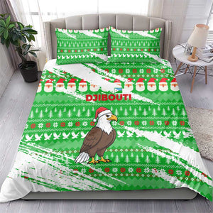 Djibouti Christmas Bedding Set Santa Eagle Doves Trees and Green Snowflake - African Pride