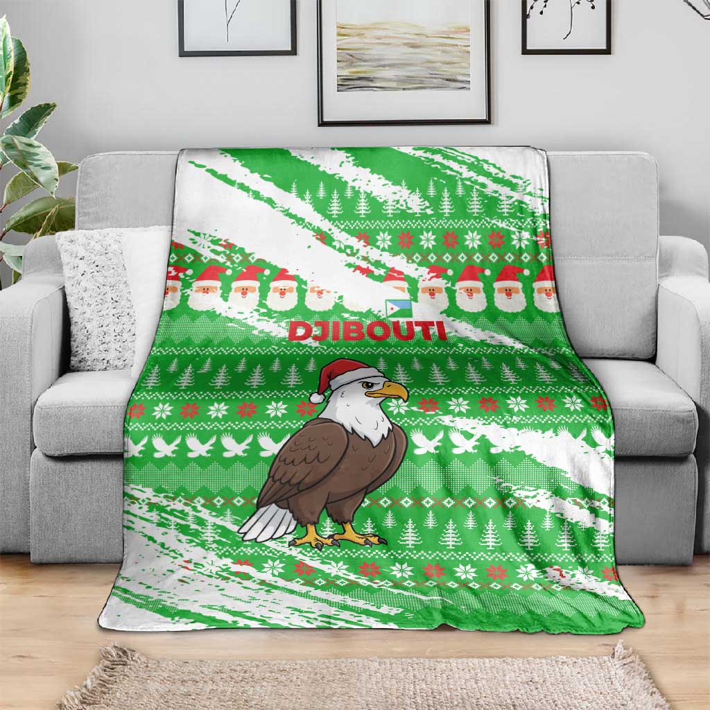 Djibouti Christmas Blanket Santa Eagle Doves Trees and Green Snowflake - African Pride