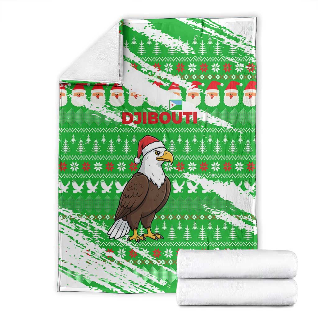 Djibouti Christmas Blanket Santa Eagle Doves Trees and Green Snowflake - African Pride