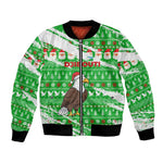 Djibouti Christmas Bomber Jacket Santa Eagle Doves Trees and Green Snowflake - African Pride