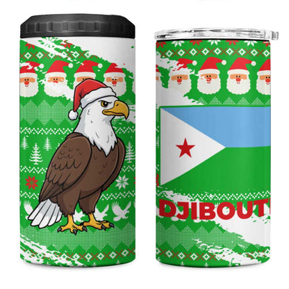 Djibouti Christmas 4 in 1 Can Cooler Tumbler Santa Eagle Doves Trees and Green Snowflake - African Pride