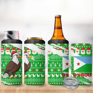 Djibouti Christmas 4 in 1 Can Cooler Tumbler Santa Eagle Doves Trees and Green Snowflake - African Pride