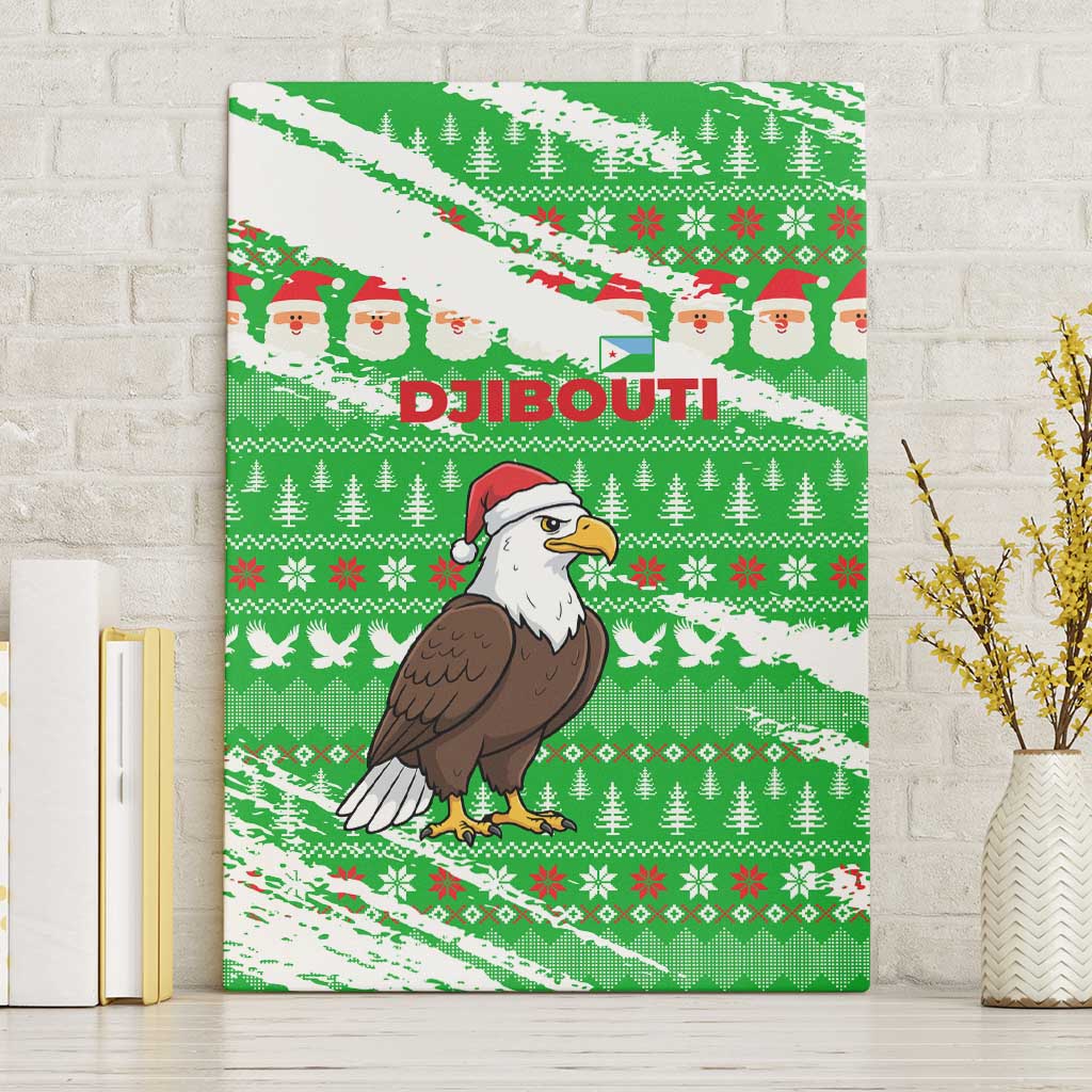 Djibouti Christmas Canvas Wall Art Santa Eagle Doves Trees and Green Snowflake - African Pride