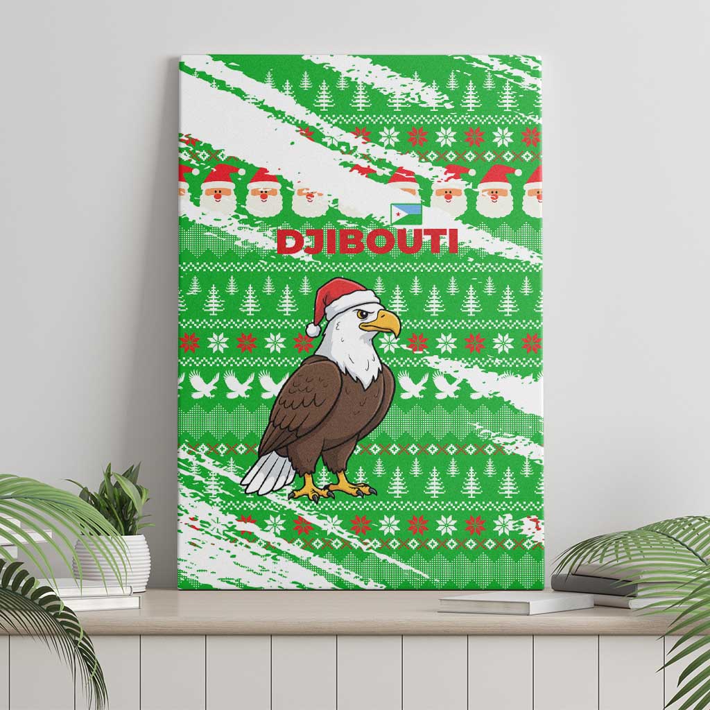 Djibouti Christmas Canvas Wall Art Santa Eagle Doves Trees and Green Snowflake - African Pride