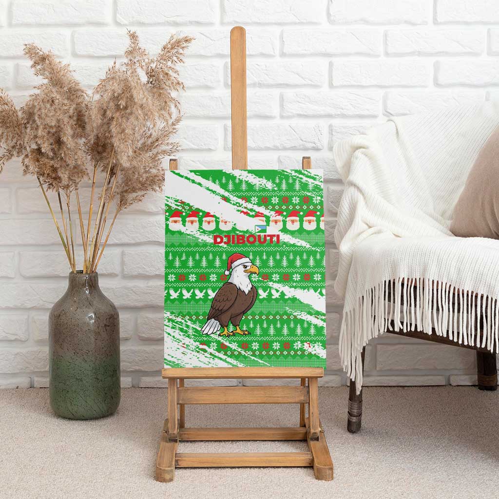 Djibouti Christmas Canvas Wall Art Santa Eagle Doves Trees and Green Snowflake - African Pride