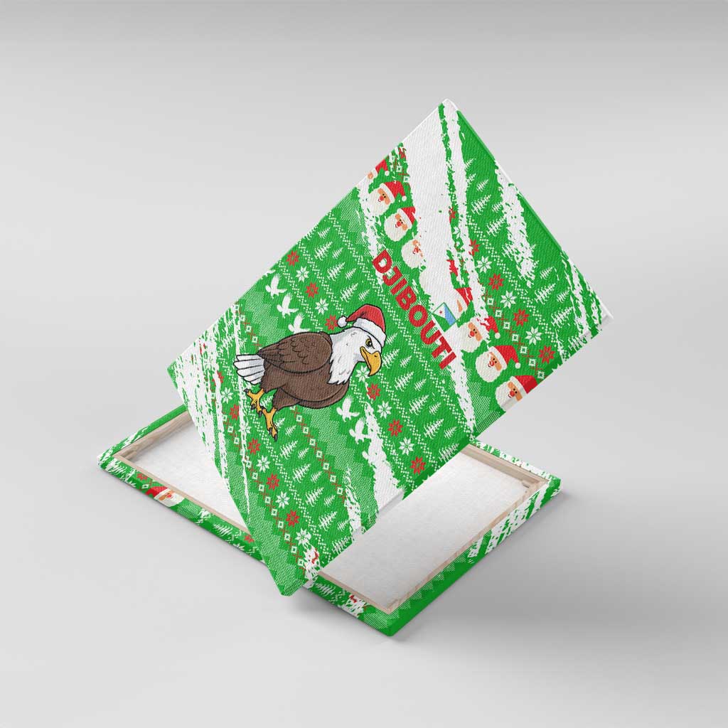 Djibouti Christmas Canvas Wall Art Santa Eagle Doves Trees and Green Snowflake - African Pride