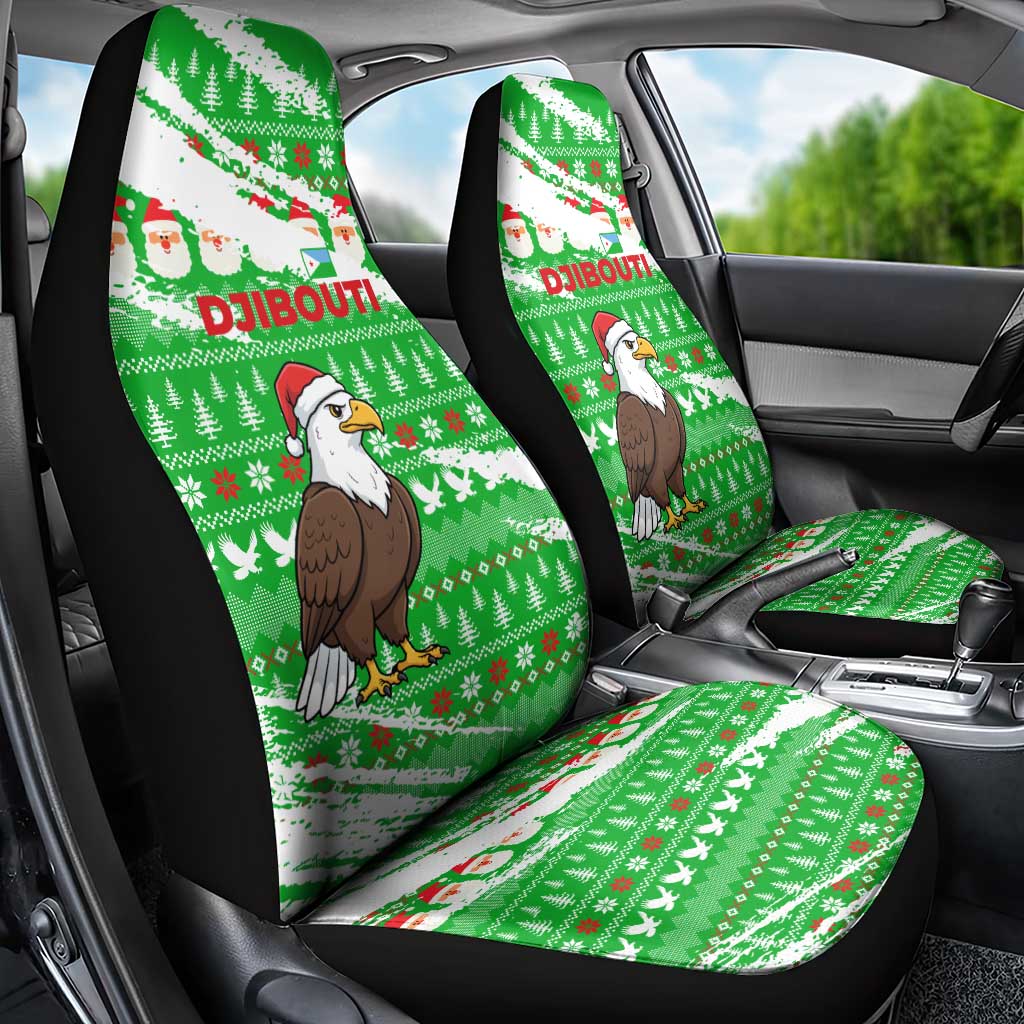 Djibouti Christmas Car Seat Cover Santa Eagle Doves Trees and Green Snowflake - African Pride