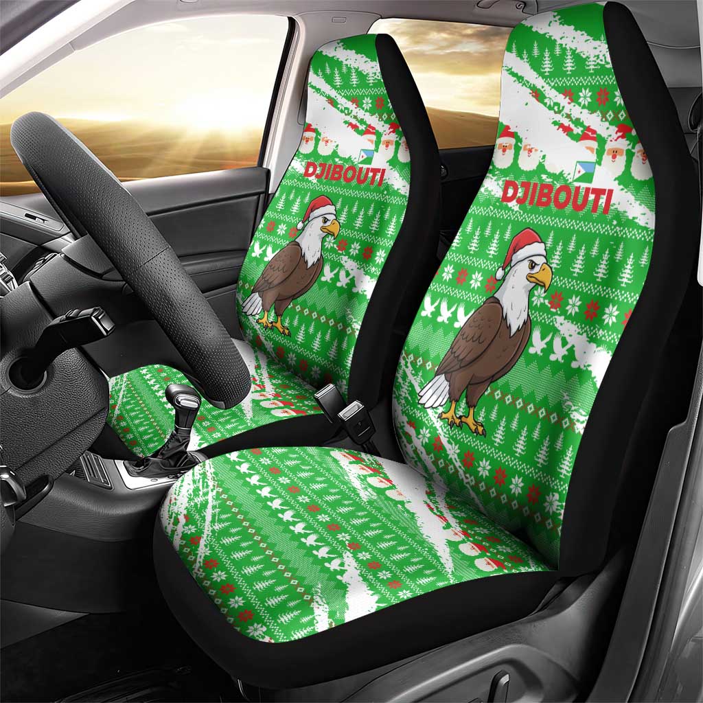 Djibouti Christmas Car Seat Cover Santa Eagle Doves Trees and Green Snowflake - African Pride