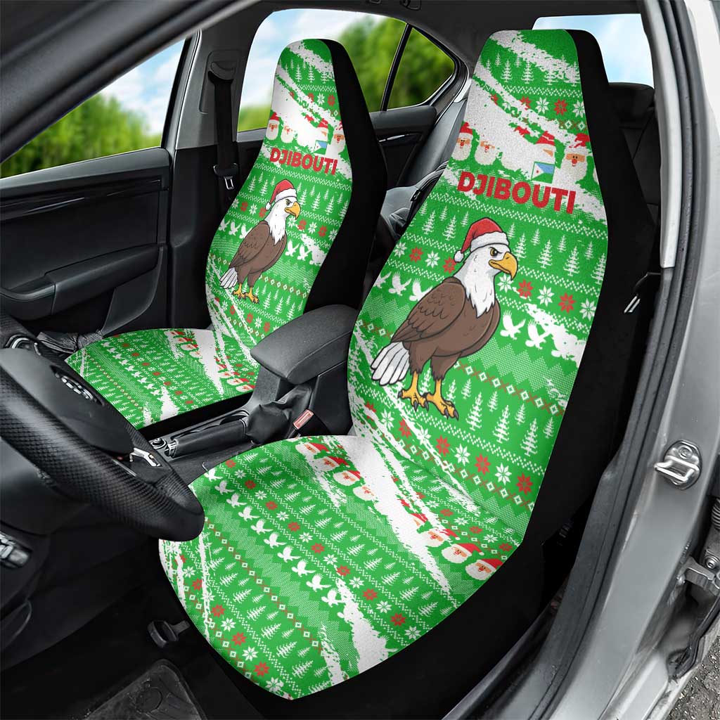 Djibouti Christmas Car Seat Cover Santa Eagle Doves Trees and Green Snowflake - African Pride