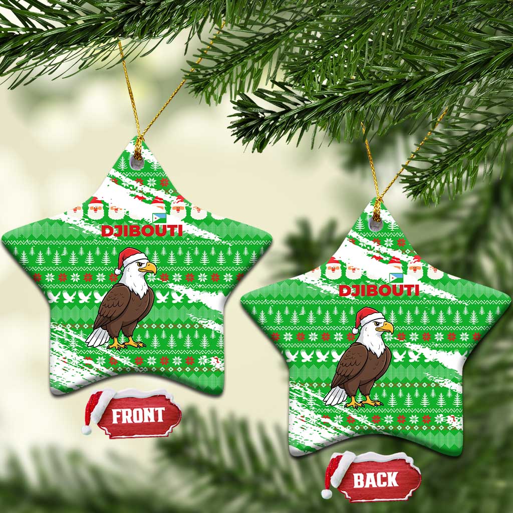 Djibouti Christmas Ceramic Ornament Santa Eagle Doves Trees and Green Snowflake - African Pride