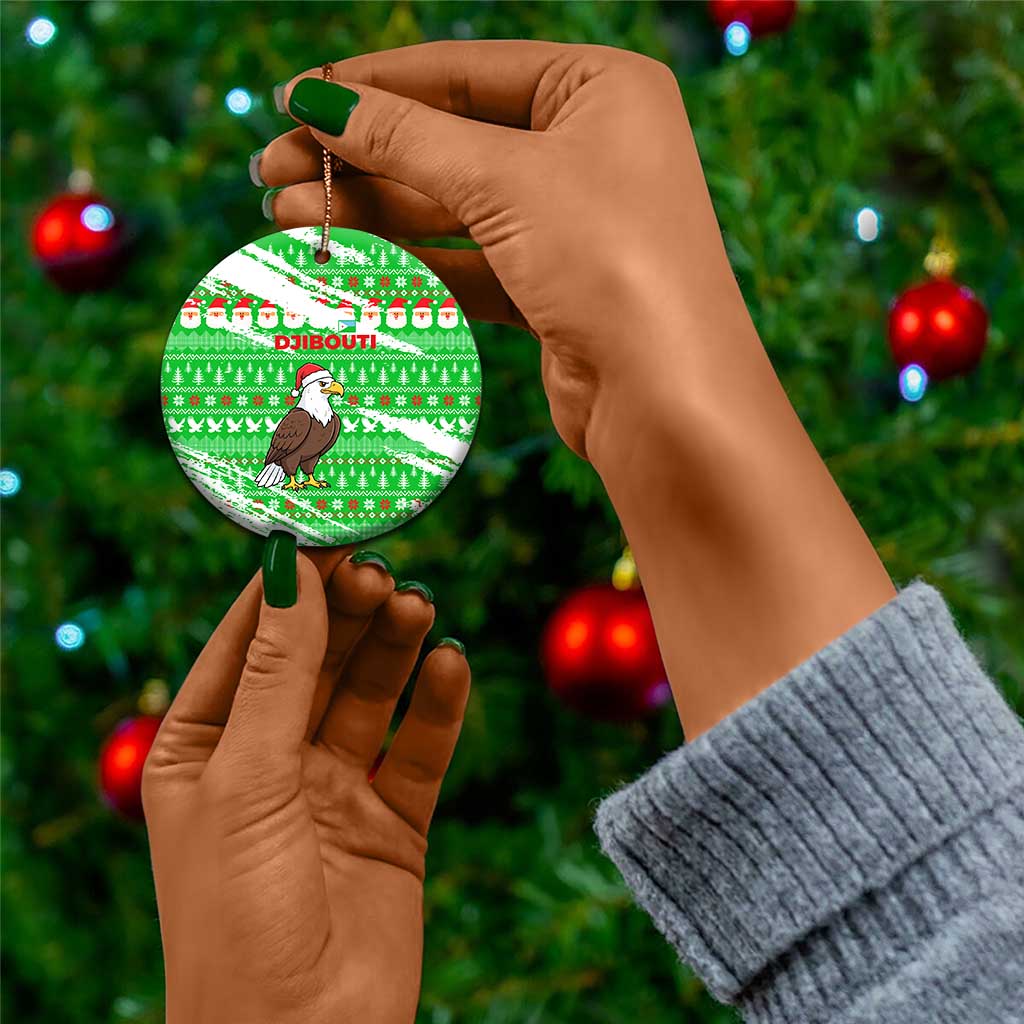 Djibouti Christmas Ceramic Ornament Santa Eagle Doves Trees and Green Snowflake - African Pride