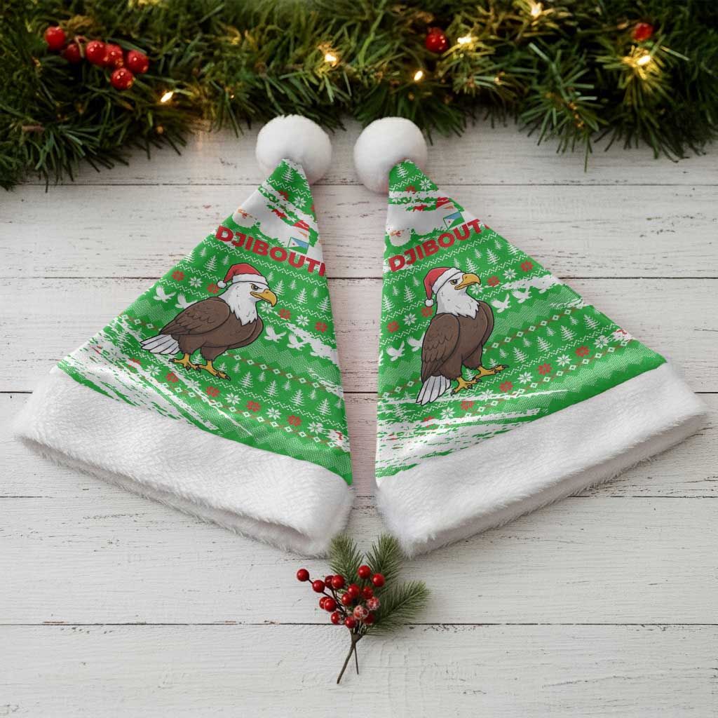 Djibouti Christmas Santa Hat Santa Eagle Doves Trees and Green Snowflake - African Pride