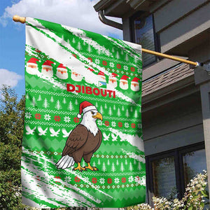 Djibouti Christmas Garden Flag Santa Eagle Doves Trees and Green Snowflake - African Pride