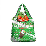 Djibouti Christmas Grocery Bag Santa Eagle Doves Trees and Green Snowflake - African Pride