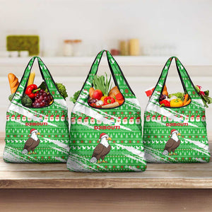 Djibouti Christmas Grocery Bag Santa Eagle Doves Trees and Green Snowflake - African Pride