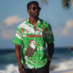 Djibouti Christmas Hawaiian Shirt Santa Eagle Doves Trees and Green Snowflake - African Pride