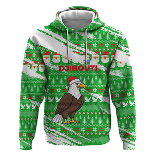 Djibouti Christmas Hoodie Santa Eagle Doves Trees and Green Snowflake - African Pride