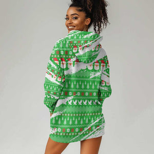 Djibouti Christmas Hoodie Dress Santa Eagle Doves Trees and Green Snowflake - African Pride