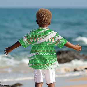 Djibouti Christmas Kid Hawaiian Shirt Santa Eagle Doves Trees and Green Snowflake - African Pride