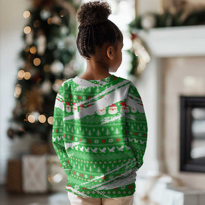 Djibouti Christmas Kid Ugly Christmas Sweater Santa Eagle Doves Trees and Green Snowflake - African Pride