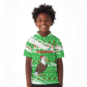 Djibouti Christmas Kid Polo Shirt Santa Eagle Doves Trees and Green Snowflake - African Pride