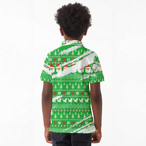 Djibouti Christmas Kid Polo Shirt Santa Eagle Doves Trees and Green Snowflake - African Pride