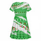 Djibouti Christmas Kid Short Sleeve Dress Santa Eagle Doves Trees and Green Snowflake - African Pride