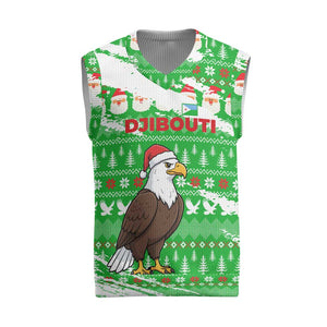 Djibouti Christmas Knitted V-Neck Vest Santa Eagle Doves Trees and Green Snowflake - African Pride