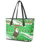 Djibouti Christmas Leather Tote Bag Santa Eagle Doves Trees and Green Snowflake - African Pride