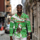 Djibouti Christmas Long Sleeve Button Shirt Santa Eagle Doves Trees and Green Snowflake - African Pride