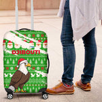 Djibouti Christmas Luggage Cover Santa Eagle Doves Trees and Green Snowflake - African Pride