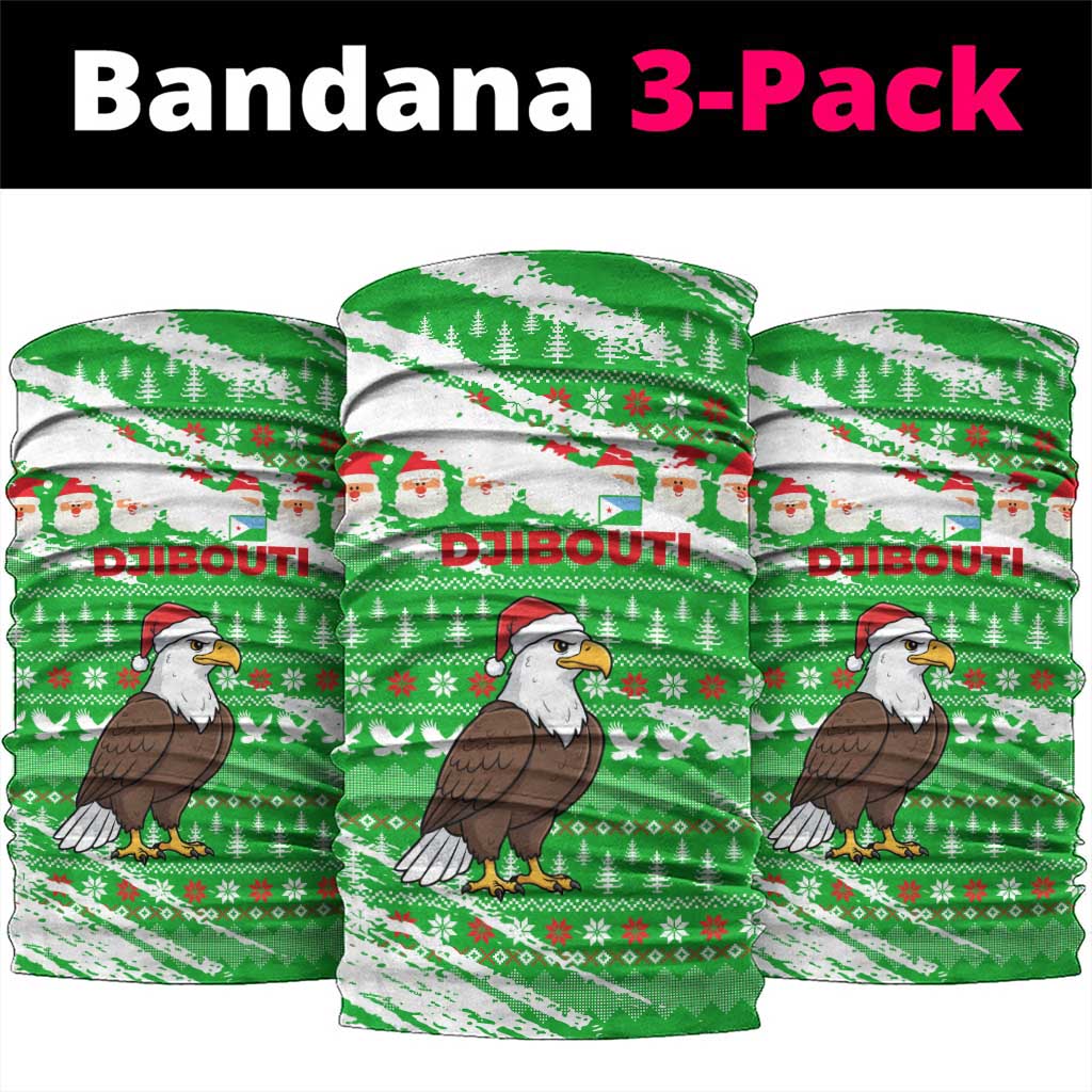 Djibouti Christmas Neck Gaiter Santa Eagle Doves Trees and Green Snowflake - African Pride